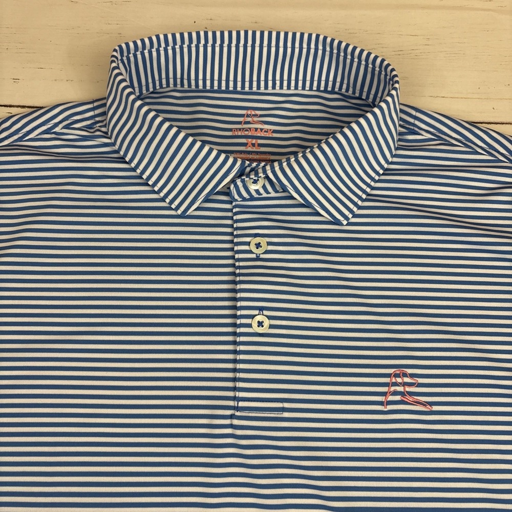 Rhoback Polo Shirt Mens XL Blue Striped